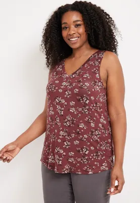 Plus 24/7 Flawless Floral V Neck Tank Top