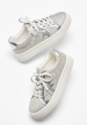Girls Silver Glitter Sneaker