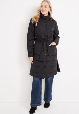 Longlined Belted Puffer Coat