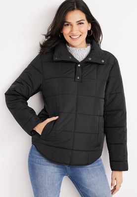 Pullover Snap Button Puffer Coat