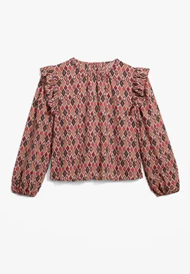 Girls Ruffle Sleeve Peasant Blouse