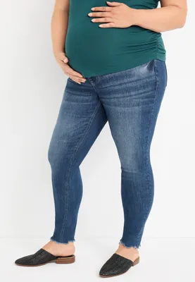 Plus edgely™ Super Skinny Over The Bump Maternity Ripped Jean