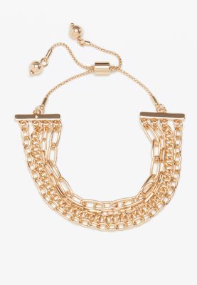 Gold Multi Chain Pull Knot Bracelet