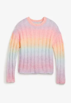 Girls Rainbow Cable Knit  Sweater