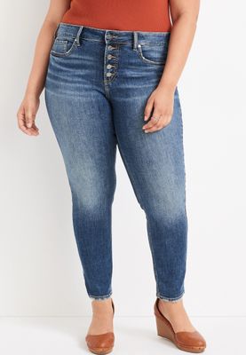 Plus Silver Jeans Co.® Suki Skinny Button Fly Curvy Mid Rise Jean
