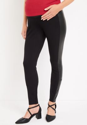 Ponte Faux Leather Side Pant Maternity