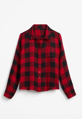 Girls Button Down Plaid Shirt