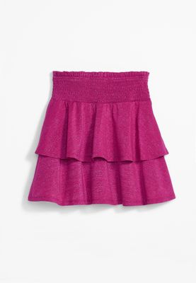 Girls Shimmer Buffalo Plaid Skirt
