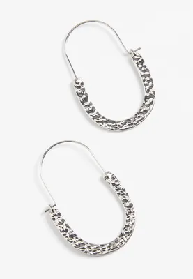 Hammered Oval  Drop Earrrings