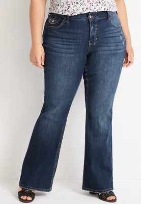 Plus Size KanCan™ Flare Mid Rise Flap Pocket Jean