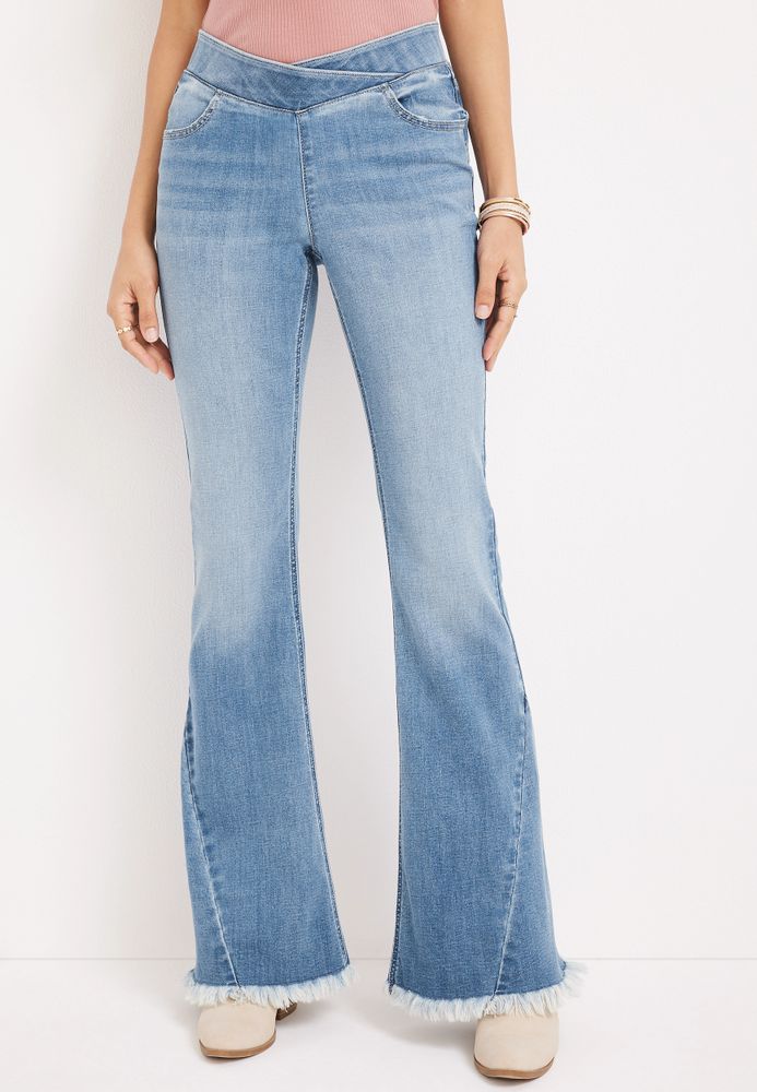 Premium Crossover High-Waisted Denim Jeans (Final Sale)