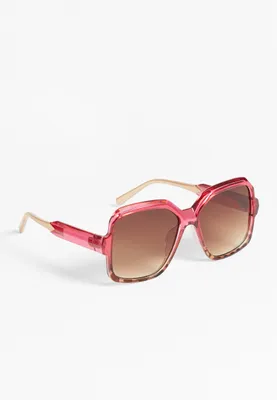 Pink Ombre Tortoise Square Sunglasses