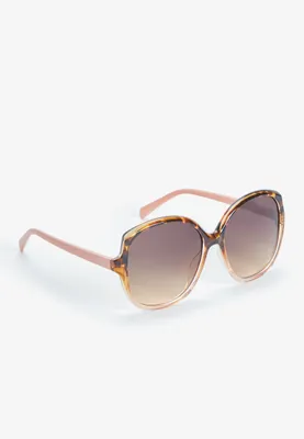 Pink Tortoise Oversized Round Sunglasses