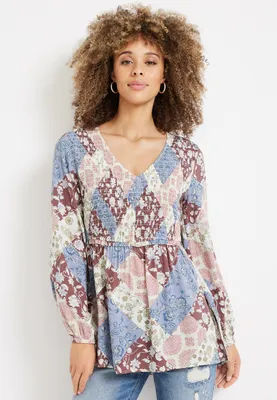 Patchwork Peplum Top