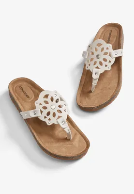 Vanessa White Medallion Footbed Sandal
