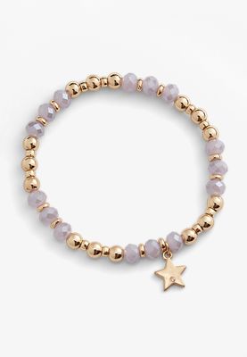 Girls Gold Beaded Star Charm Bracelet