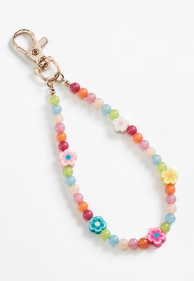 Girls Floral Beaded Keychain