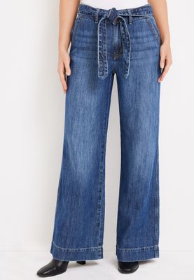 m jeans by maurices™ Tie Waist Wide Leg Nonstretch Super High Rise Jean