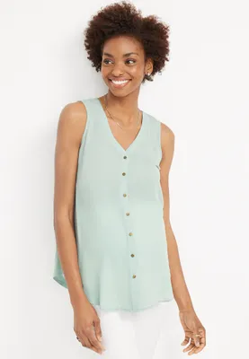 Madison Solid Button Down Maternity Tank
