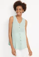 Madison Solid Button Down Maternity Tank