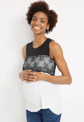 Lace Knot Front Maternity Tank