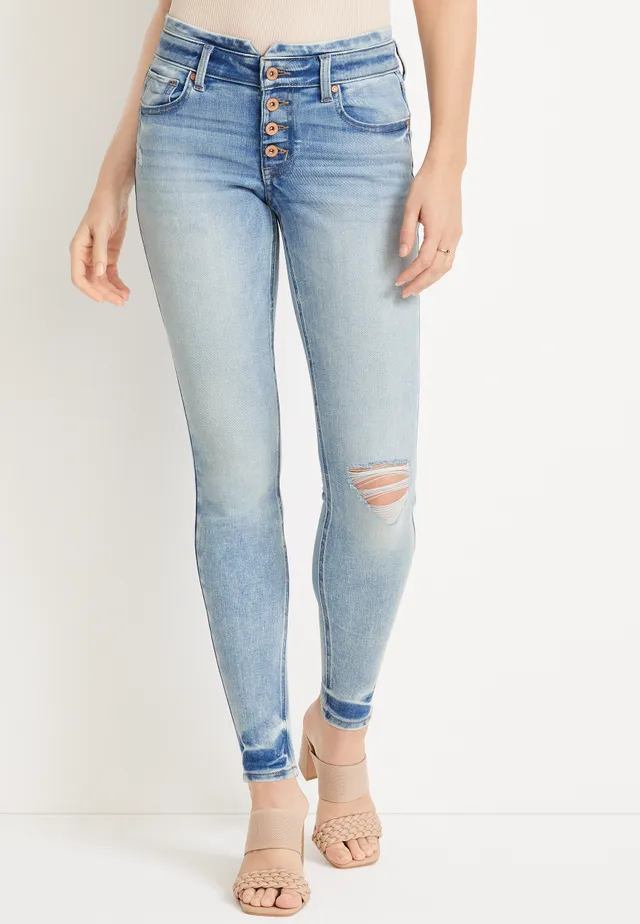 edgely™ Super Skinny Curvy High Rise Double Button Jean