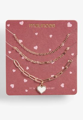 3 Piece Gold Heart Necklace Set