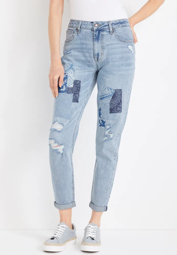 m jeans by maurices™ Tapered 90s High Rise Patchwork Ankle Jean