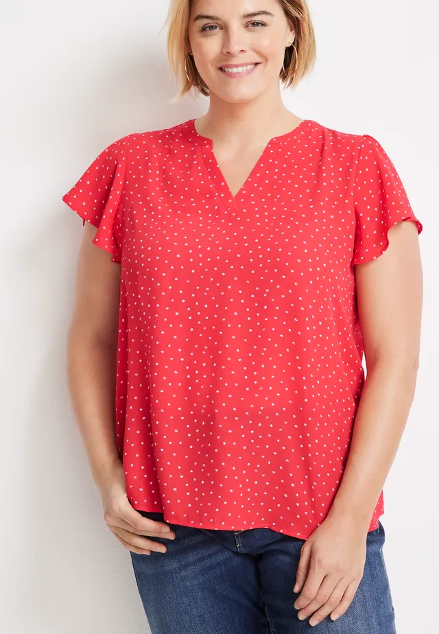 Maurices Women's x Large Size Atwood Pleated Polka Dot Blouse - Shop The Look - Work Wear Essentials - Shirts & Blouses