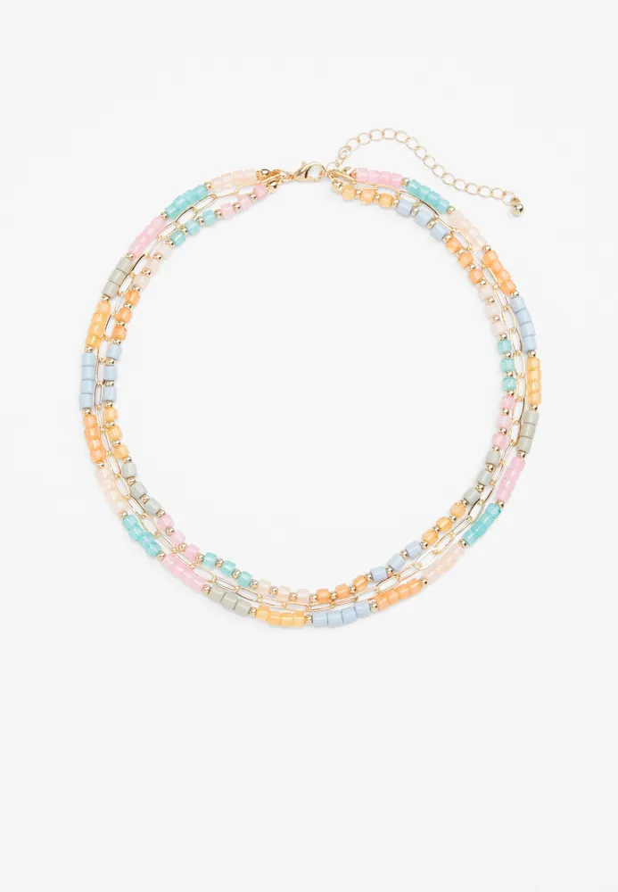 Girls Multicolor Beaded Layered Necklace