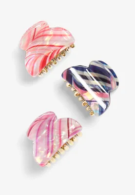 Girls 3 Pack Resin Claw Hair Clips