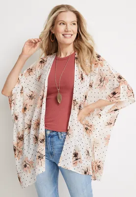 Floral Dot Textured Kimono