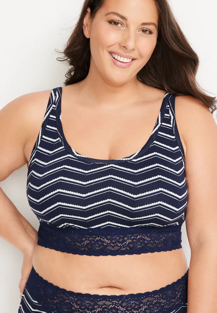 Maurices Simply Comfy Zig Zag Striped Cotton Bralette