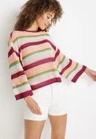 Multicolor Striped Pointelle Sweater