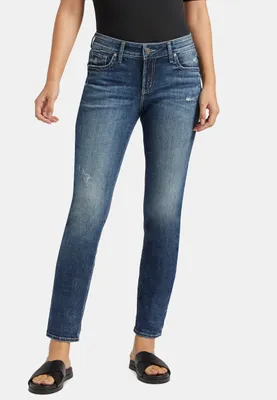 Silver Jeans Co.® Elyse Straight Curvy Mid Rise Ripped Jean