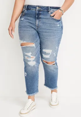 Plus KanCan™ Ankle Straight High Rise Ripped Jean