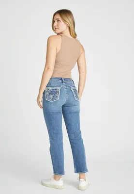 Vigoss® Straight Heritage Star Stitch Pocket High Rise Cropped Jean