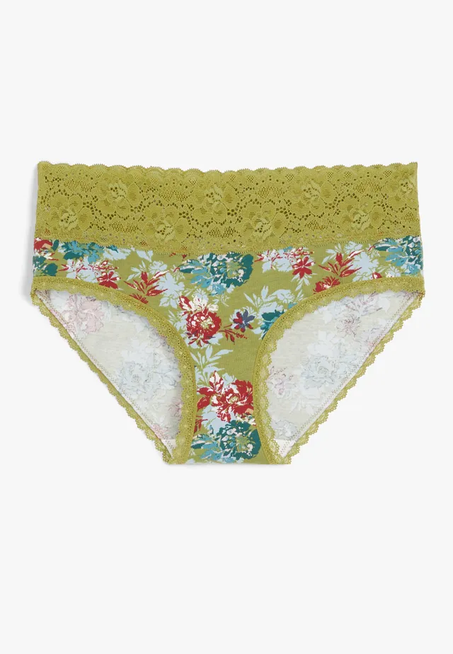 Simply Comfy Wide Lace Trim Cotton Hipster Panty