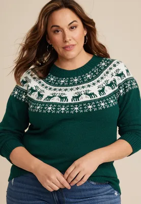 Plus Reindeer Fair Isle Sweater