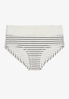 Simply Comfy Wide Lace Trim Striped Boybrief Cotton Panty