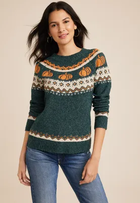 Pumpkin Fair Isle Sweater