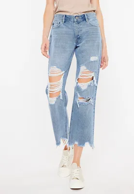 KanCan™ Straight Nonstretch High Rise Ripped Jean