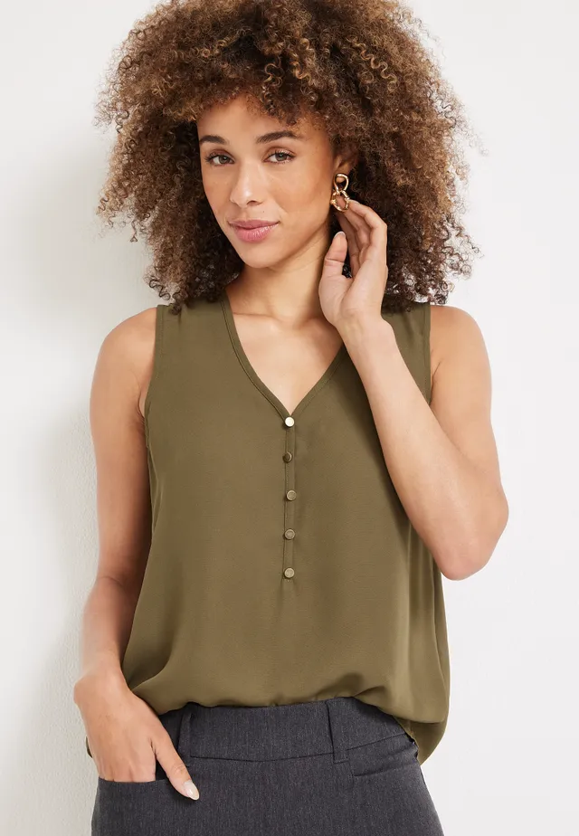 Maurices Madison Solid Button Down Maternity Tank