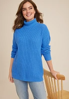 Shaker Stitch Turtleneck Sweater