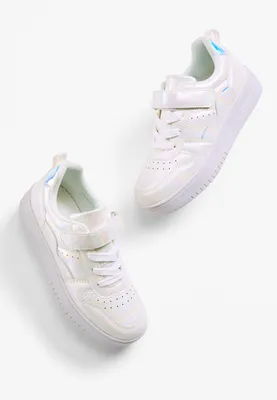 Girls White Iridescent Low Top Sneaker