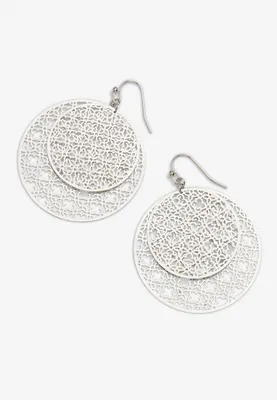Filigree Double Circle Drop Earrings