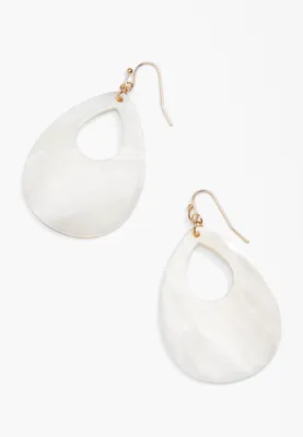 White Oval Drop Earrings