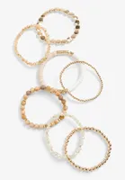 7 Piece Natural Multi Beaded Stretch Bracelet