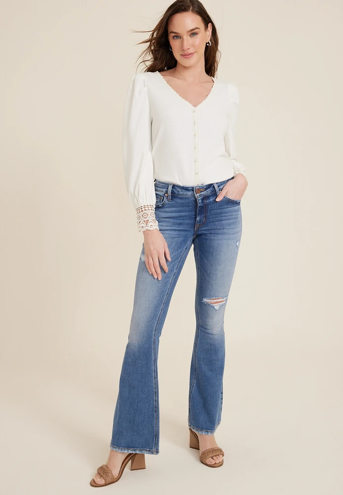 edgely™ Mid Rise Ripped Flare Jean