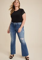 Plus edgely™ Mid Rise Ripped Flare Jean